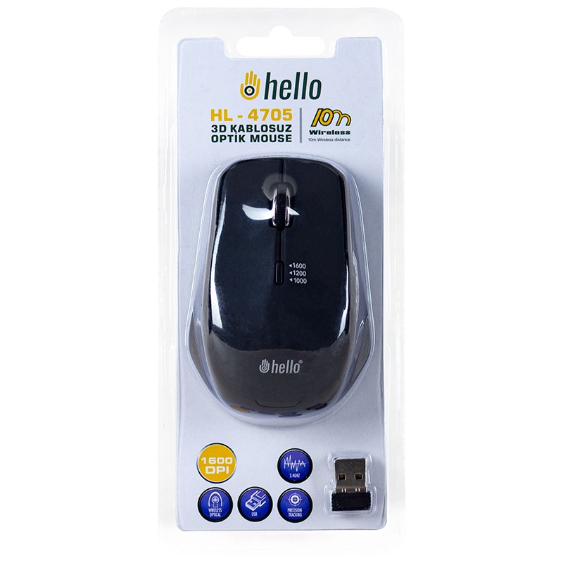 HELLO HL-4705 2.4GHZ 1600 DPI KABLOSUZ OPTİK MOUSE