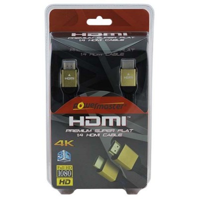 POWERMASTER PM-31349 1.4V 3D 4K UYUMLU 1.5 METRE GOLD YASSI ÖRGÜLÜ HDMI KABLO