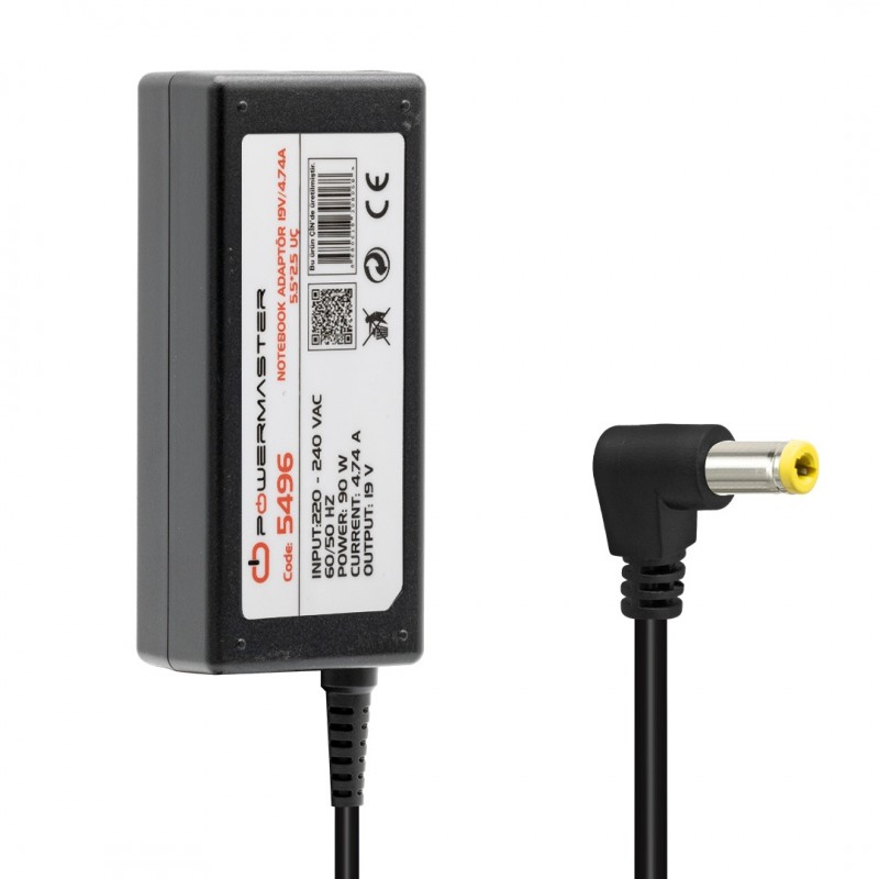 POWERMASTER PM-5496 19 VOLT - 4.74 AMPER 5.5*2.5 UÇLU TOSHIBA HP NOTEBOOK ADAPTÖR